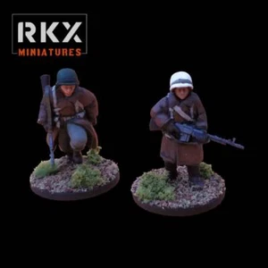 US Infantry Greatcoat BAR Crew WWII Set - 2 minis - 28 mm 1/56 Scale - Picture 1 of 2