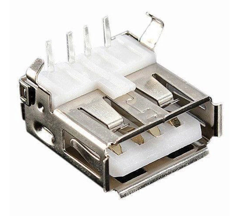USB Type A Right Angle 90 Degree PCB Female Socket Connector 4 Pin 50 per Pack - Image 1 of 1