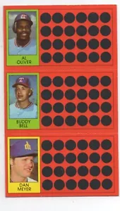 1981 Topps Baseball Scratch Off Al Oliver Buddy Bell Dan Meyer - Picture 1 of 2