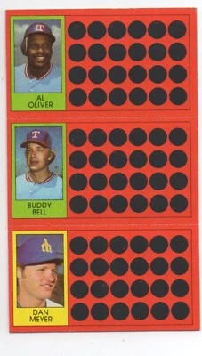 1981 Topps Baseball Scratch Off Al Oliver Buddy Bell Dan Meyer - Image 1 of 2