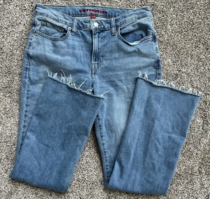 Lucky Brand Jeans Womens 10 30 Blue Sweet Mid Rise Straight Bootcut Denim Raw He - Picture 1 of 12