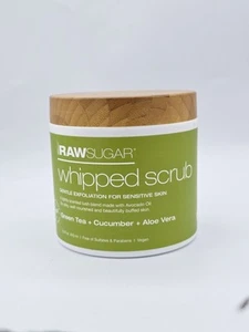 Raw Sugar Sensitive Skin Whipped Body Scrub Green Tea, Cucumber + Aloe Vera 15oz - Picture 1 of 3