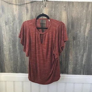 Lazy Sundays rust orange flutter sleeve t-shirt blouse size M - Picture 1 of 4