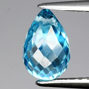 💎 1.79ct 7.5x4.8mm Briolette Drilled Natural Blue Zircon - Gentle Heat Cambodia - Picture 1 of 4