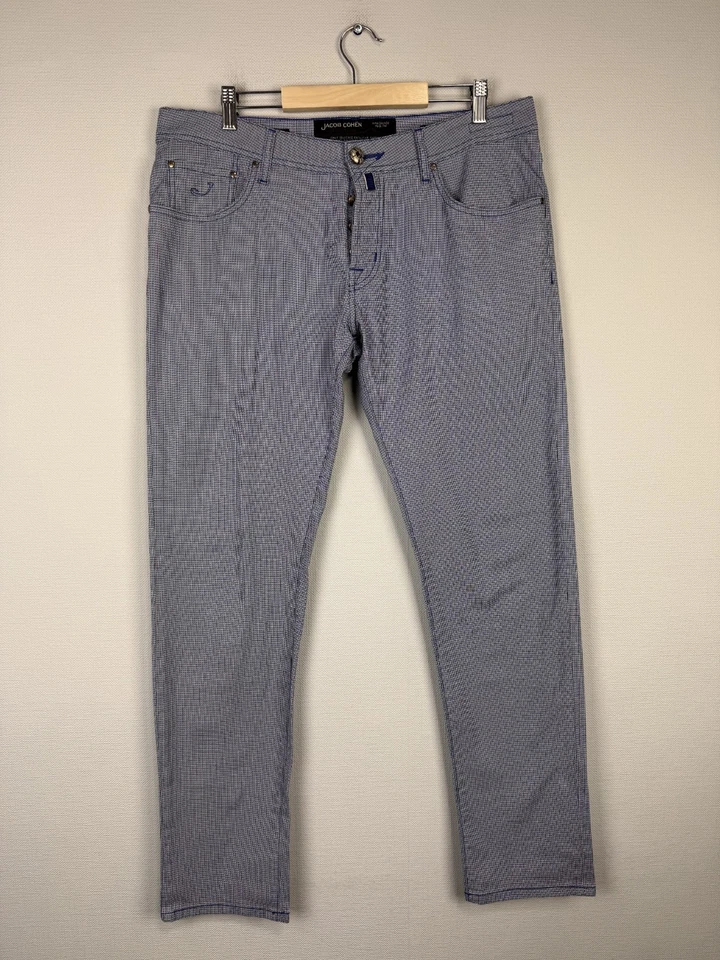 Jacob Cohen Handmade Exclusively In Veneto Blue Small Check J622 Comf Jeans 36 - Image 1 of 4