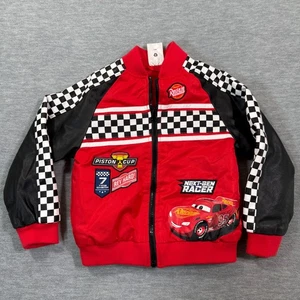 Disney Cars Jacke Jungen 4 rot Lightning McQueen kariert Bomber Reißverschluss Mantel - Bild 1 von 4