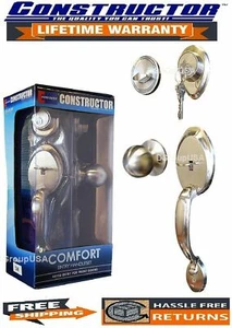 Constructor Komfort gleichschließend Tür Eingang Außen Schlossset Griff Knopf Satin Nickel - Bild 1 von 7