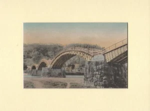 Japanischer handkolorierter montierter Druck der KINTAIKYO-BRÜCKE des DAMASTES um 1912 - Bild 1 von 1