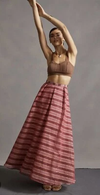 Anthropologie Ladies Eva Franco Striped Ball Maxi Skirt Pink Combo Size XS - Image 1 of 4