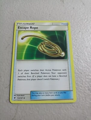 2017 Pokemon TCG Escape Rope 114/147 Uncommon Burning Shadows Trainer Item Card - Image 1 of 2