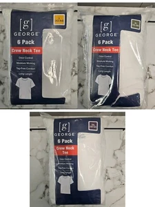 Herren George weiß Baumwolle Rundhalsausschnitt T-Shirts 6er-Pack lange Länge Wickin Größe L-2XL - Bild 1 von 31