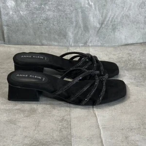 Sandalias para mujer ANNE KLEIN negras con estrás adornadas punta cuadrada talla 8,5 - Imagen 1 de 10