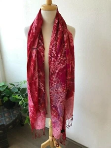 Christian Audigier Designer Ladies 100% Cotton Red Print Long Scarf - NEW - Picture 1 of 9