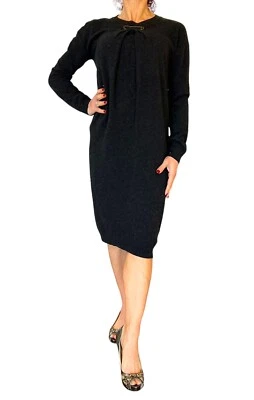 WOMEN'S LANVIN RIVER 2014 CHARCOAL GRAY CASHMERE WOOL KNIT SWEATER PIN DRESS S - Image 1 of 4