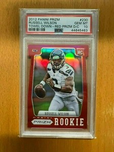 2012 PANINI PRIZM Russell Wilson #230 Prizm Red Towel Down Seahawks RC PSA 10