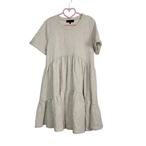 EN SAISON Tiered Short Sleeve Babydoll French Terry Mini Dress Pockets Size Sml - Picture 1 of 4