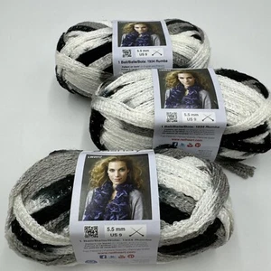 Lot 3 Skeins Red Heart Boutique Sashay Yarn Hip Hop Black White Grey 90Yds L222 - Picture 1 of 5