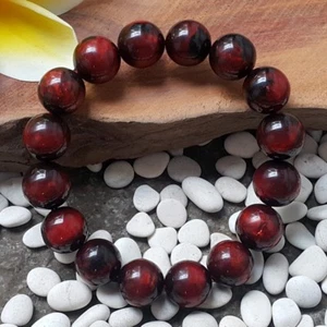 14 MM Genuine Red Sea Willow Bracelet 16 Beads Black Coral #07 - Picture 1 of 5