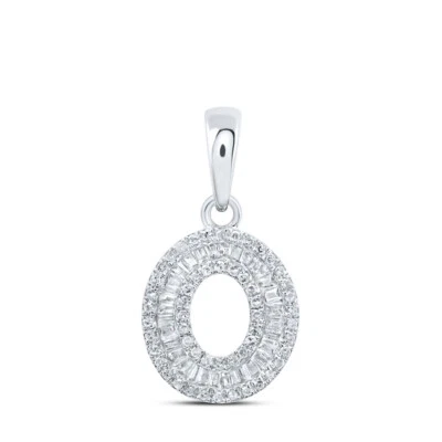 Colgante de oro blanco de 10 quilates con letra inicial de diamante O de 1/3 Cttw para mujer Foto 1 de 2