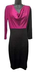 Narciso Rodriguez Design Nation Dress Color Block Purple Black Cowl Neck Sz XS - Picture 1 of 6