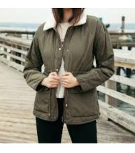 Thread & Supply Quilted Utility Jacket Shearling Collar ~Women’s L - Picture 1 of 10