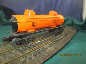 VINTAGE LIONEL #6465 LIONEL LINES TWO DOME TANK CAR,(ORANGE) - Picture 1 of 12
