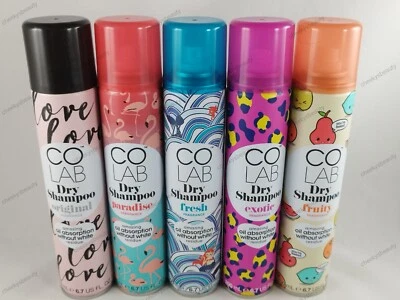 COLAB Dry Shampoo 200ml 6 Pack, without white residue, Choose Your Fragrance