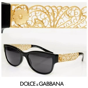 DOLCE & GABBANA DG 4212 501/8G Cat Eye Black Gradient Gold Floral Sunglasses - Picture 1 of 12