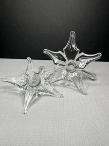 Hamon Glass Hand Blown Art Flower Stem Vase Epergnes Vintage Pair - Picture 1 of 8