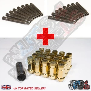 16 Wheel Stud Conversion kit GT50 Gold Nuts 82mm (+17) fit BMW 3 Series E30 - Picture 1 of 3