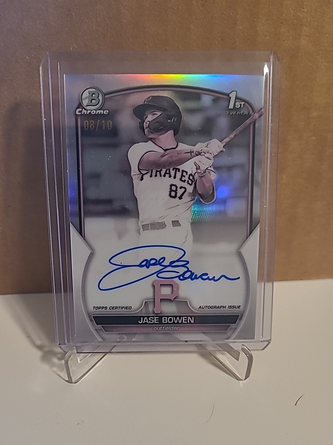 Jase Bowen 2023 Bowman Chrome 1st Pearl Refractor Rookie Auto 8/10 SSP Pirates