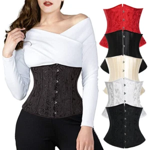 Women Lace Up Corset Body Shaper Waist Cincher Bustier Top Lingerie S~6XL - Picture 1 of 22