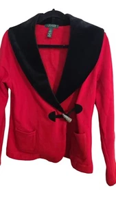 Ralph Lauren Vintage jacket red/ suede black collar size S/P - Picture 1 of 4