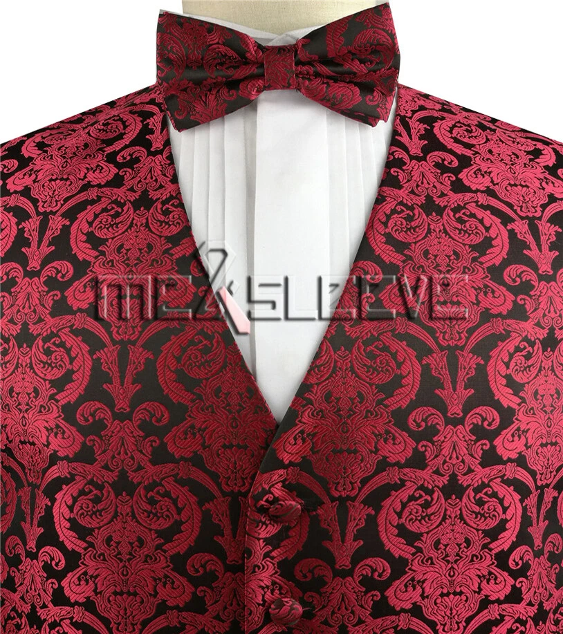 Men's Design V-neck Formal wear wedding paisley Waistcoat set 3pcs - Image 1 of 1