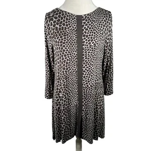 Weiche Umrandung Animal Print Tunika Top Hai Biss Saum Strick Shirt schick Gr. L - Bild 1 von 9