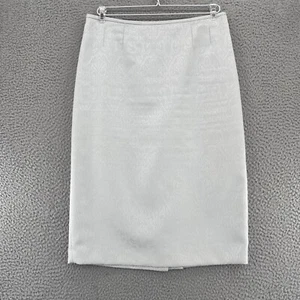 Le Suit Skirt Womens 8 Cool Ivory Tonal Scroll Below Knee Straight Pencil Office - Picture 1 of 11