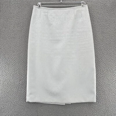 Saia Le Suit Feminina 8 Le Cool Marfim Tonal Rolagem Abaixo do Joelho Lápis Reto Escritório - Imagem 1 de 4