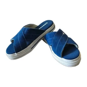 Converse One Star Sandals Women Size 8 Blue Suede Slip On Slide - Picture 1 of 7