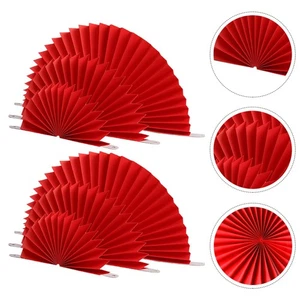 6Pcs Chinese Style Folding Fan Adornment Decorative Folding Fan Prop (Red) - Picture 1 of 12