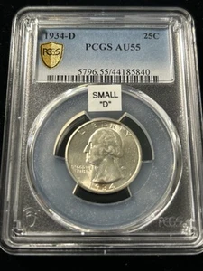 1934-D PCGS AU-55 Washington Quarter-A079 - Picture 1 of 2