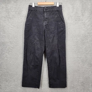 Everlane The Way High Drape Pant Black Organic Cotton Size 2 Women's - Afbeelding 1 van 13