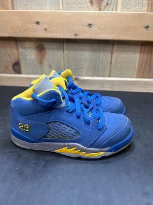 Nike Air Jordan 5 Retro Niños Pequeños Zapatos Talla 9C Azul/Amarillo Foto 1 de 4