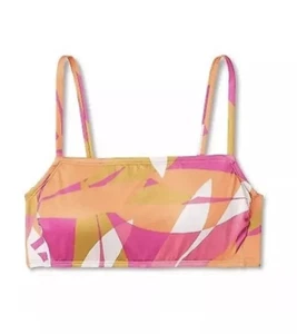 Kona Sol Padded Bandeau Bikini Top size M medium 8-10 Pink/Orange/Beige - NEW - Picture 1 of 9
