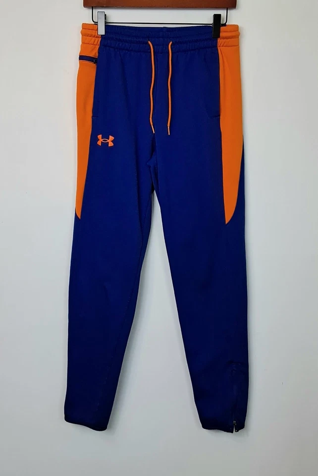 Under Armour Cold Gear Joggers Size Youth XL Blue Orange Fleece Lined Bottoms - Image 1 of 4