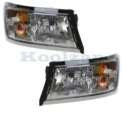 For 08-11 Dakota Truck Front Headlight Headlamp Chrome Bezel w/Bulb 2Pc PAIR SET Foto 1 de 4
