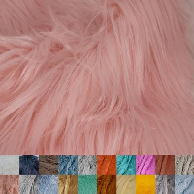 Texco Mongolian Faux Fur Fabric, Fluffy Shaggy Mohair, Cotton Candy, 1 Yard - Image 1 of 4