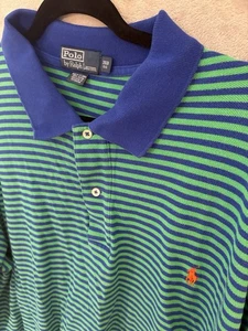 Polo Ralph Lauren Poloshirt Herren 3XB Big Rugby blau grün gestreift Preppy Pony - Bild 1 von 11