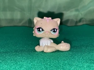 Littlest Pet Shop #723 Perserkatze gelb rosa Diamantaugen Schwanz Waggin' Club - Bild 1 von 7