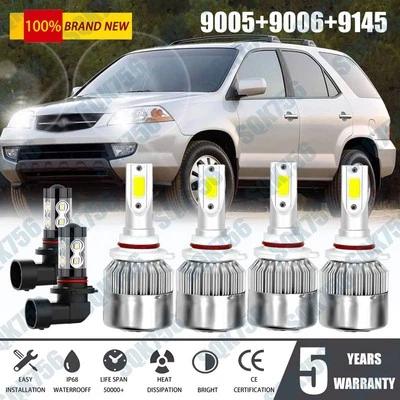 Faros LED delanteros + kit de faros antiniebla para Acura MDX 2004 2005 2006 - 6 PIEZAS Foto 1 de 4