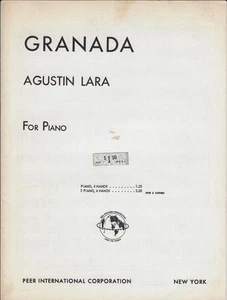 Partituras de piano vintage de 1932 - GRANADA - Imagen 1 de 2